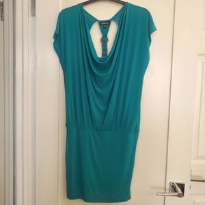 Bebe teal blue dress with metal link back details sz M (US8-10)